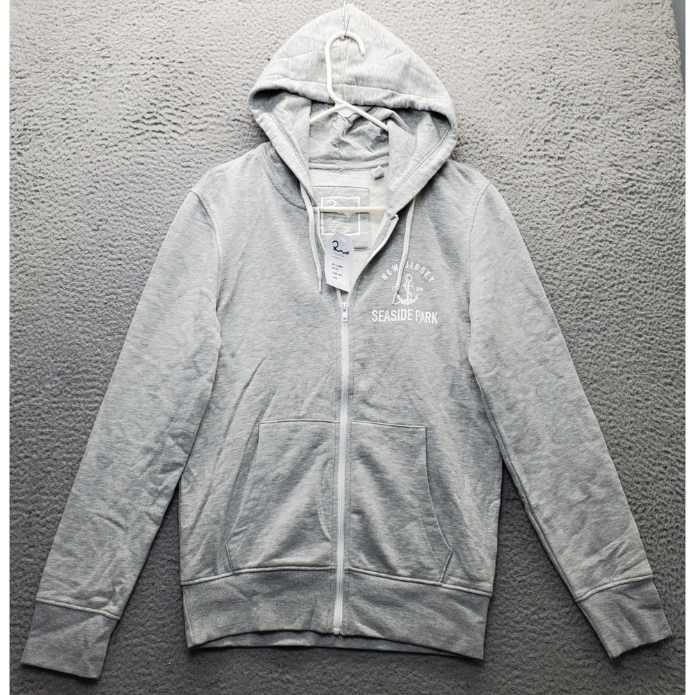 Ragwear Seaside Park Hoodie Unisex XS Gray Fleece Lined Oversized Fit Full Zip
